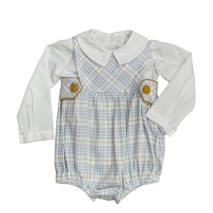 Lucas Blue Plaid Romper Set by Marco & LIzzy