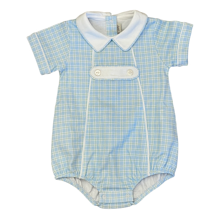 Marco & Lizzy Blue Plaid Boy Bubble with Tabs