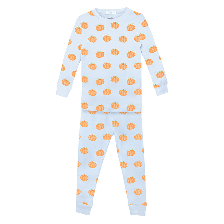 Light Blue Halloween Pumpkins Two-Piece Pajama by LydaBaby