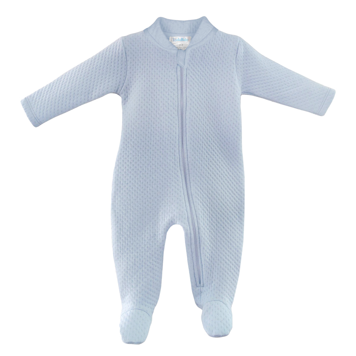 Light Blue Quilted Zipper Footie by Lyda Baby