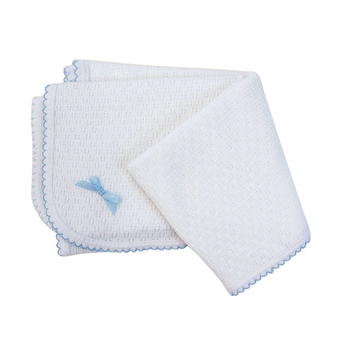 Blue Trimmed Receiving Blanket w/ Bow by Paty