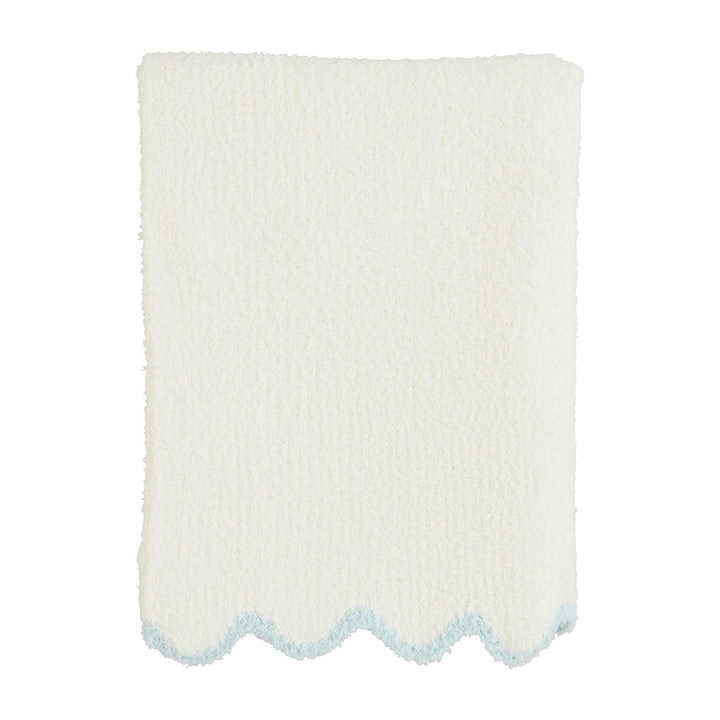 Blue Trim Scallop Chenille Blanket by Mud Pie