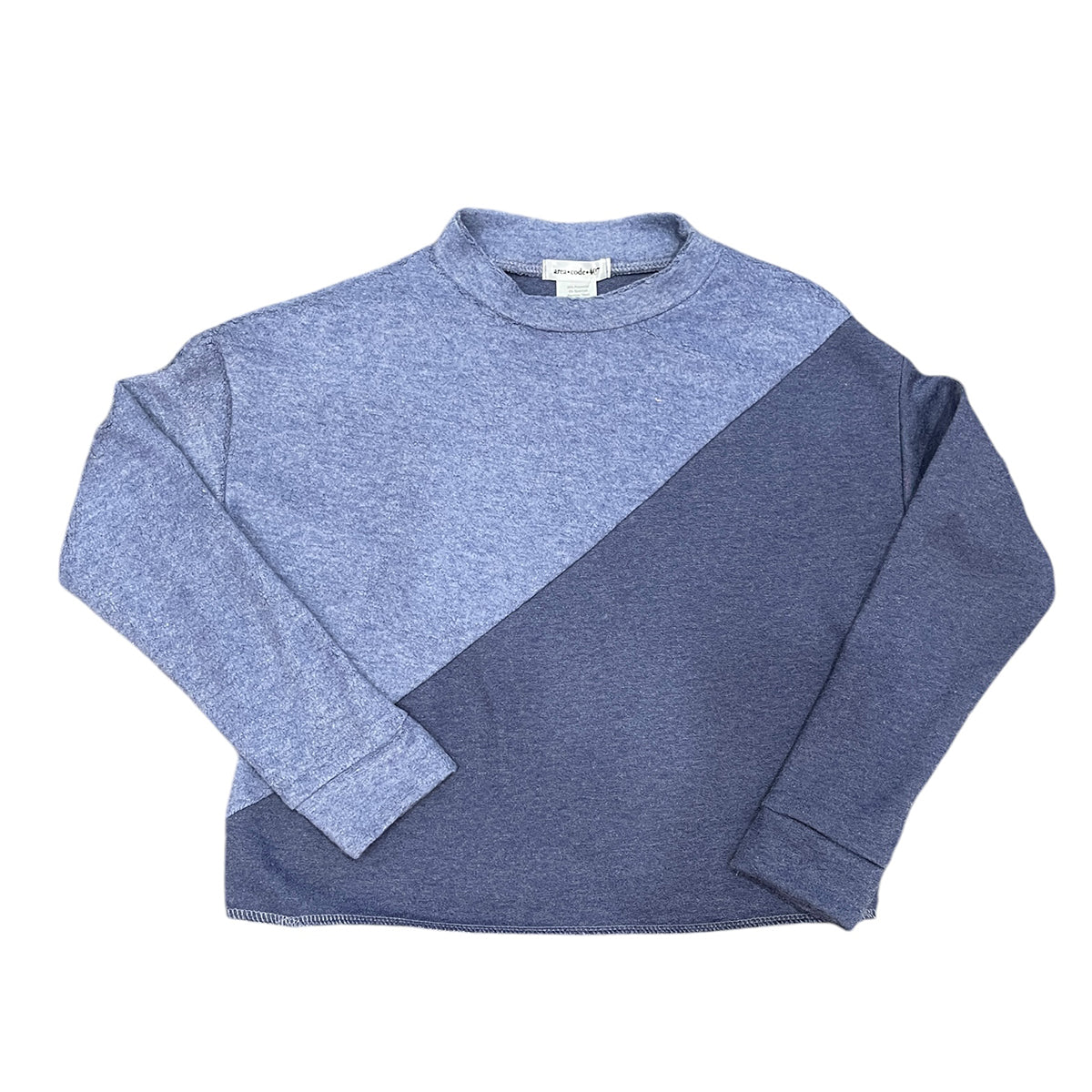 Blue Sherpa Asymetrical Diagonal Sweatshirt by Area Code 407