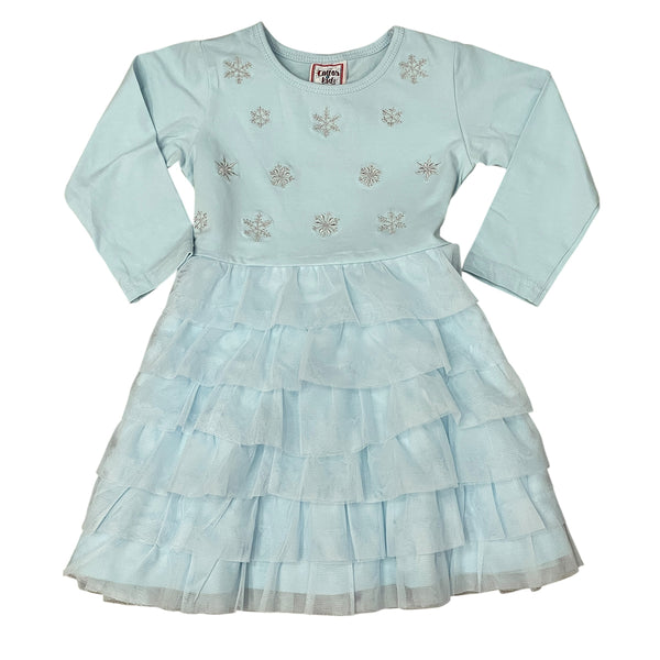 blue dress with snowflakes The Snowflake Dress Inspired by the Waltz of the Snowflakes, with jeweled tulle and fluttery layers that dance as she does.