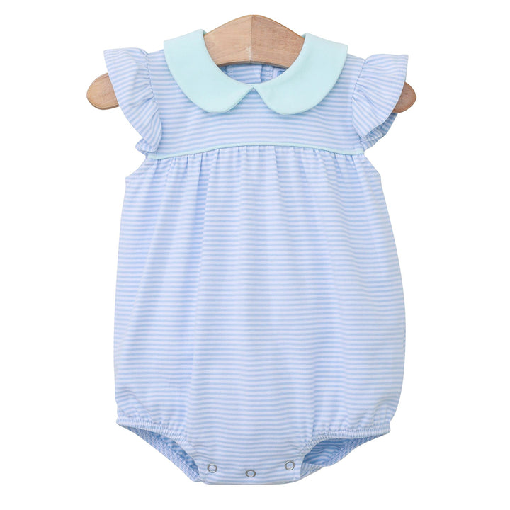 Light Blue Stripe / Mint Trim Genevieve Bubble by Trotter Street Kids