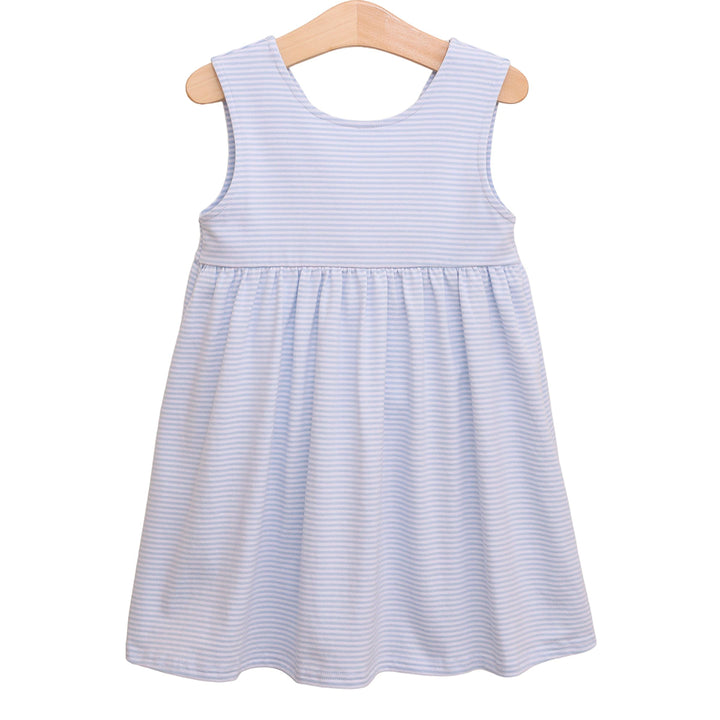 Light Blue Stripe Isabella Dress by Trotter Street Kids