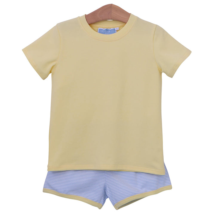 Trotter Street Blue Stripe and Yellow Short Set