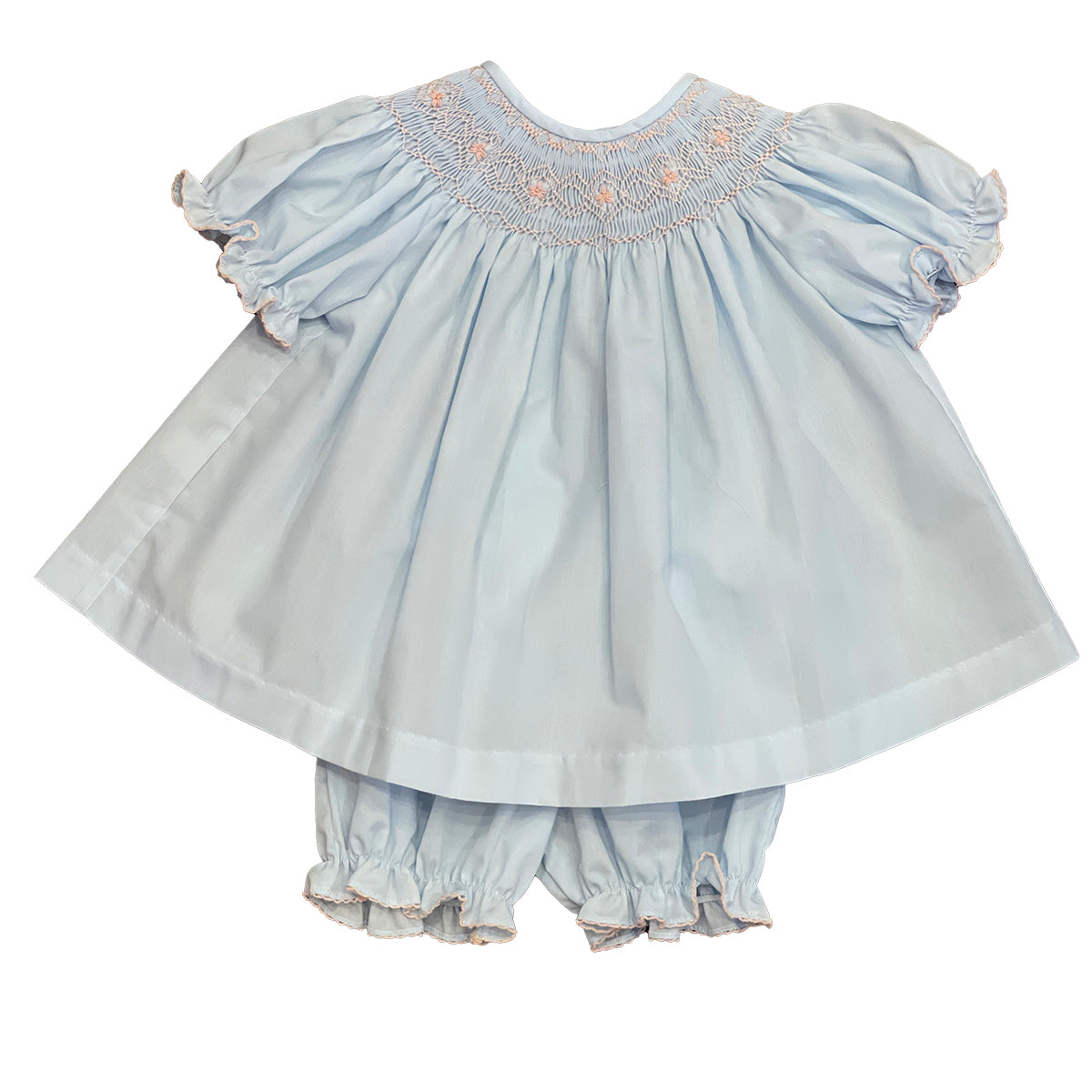 Blue Smocked Bloomer Set by LuLu BeBe