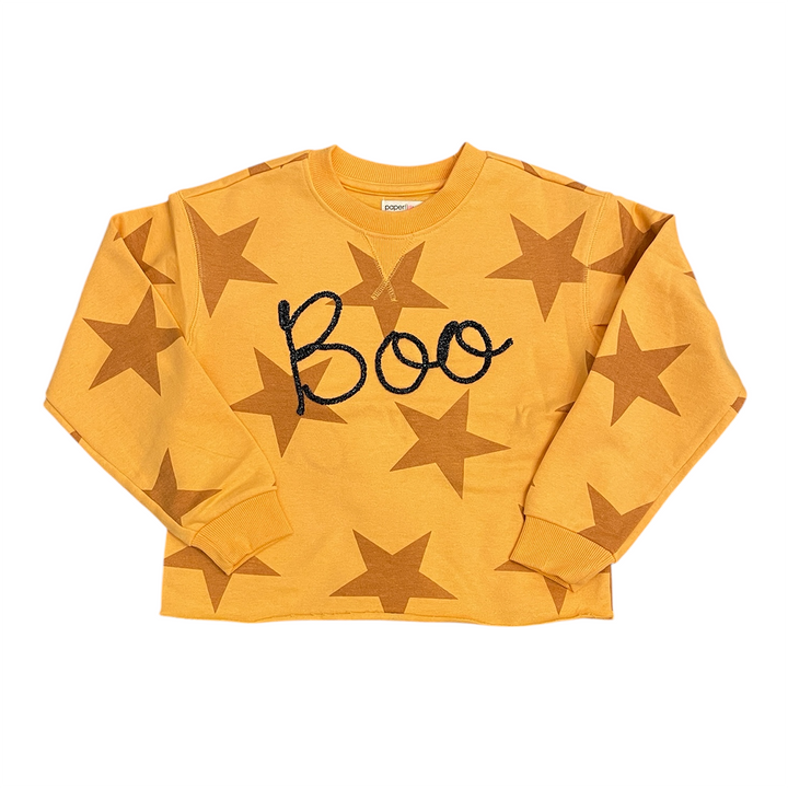 Boo! Halloween Tinsel Sweatshirt by Paper Flower