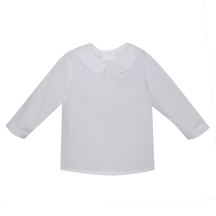 Boy's Long-Sleeve White Piped Shirt by Remember Nguyen