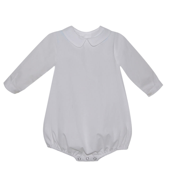 Boy's Long-Sleeve White Piped Onesie by Remember Nguyen