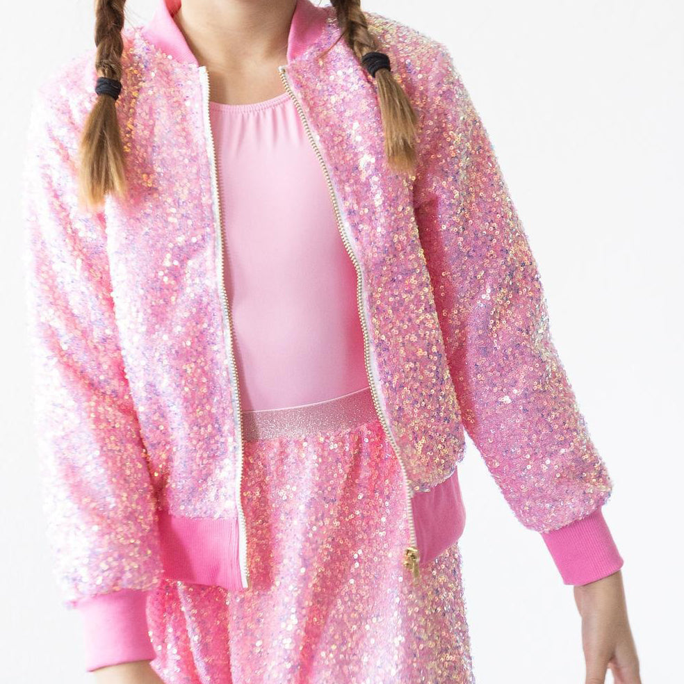 Bubblegum Pink Sequin Jacket by Mila & Rose