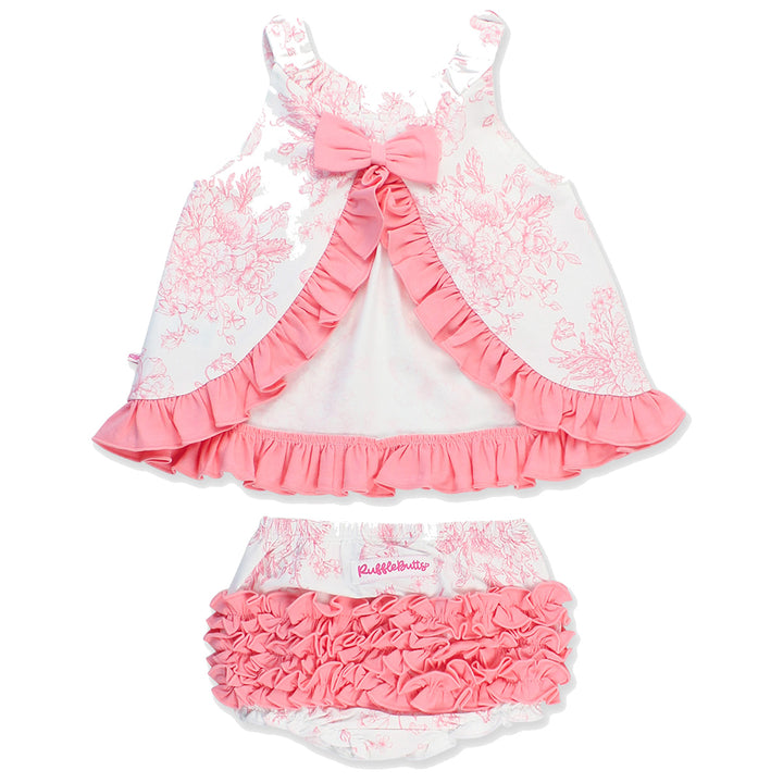 Bubblegum Pink Butterfly Garden Toile Swing Top and Bloomer Set by RuffleButts