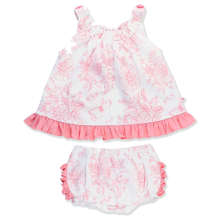 Bubblegum Pink Butterfly Garden Toile Swing Top and Bloomer Set by RuffleButts