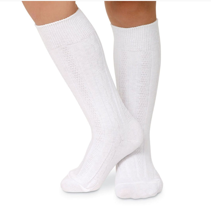 Jefferies Classic Cable Knee Socks - White