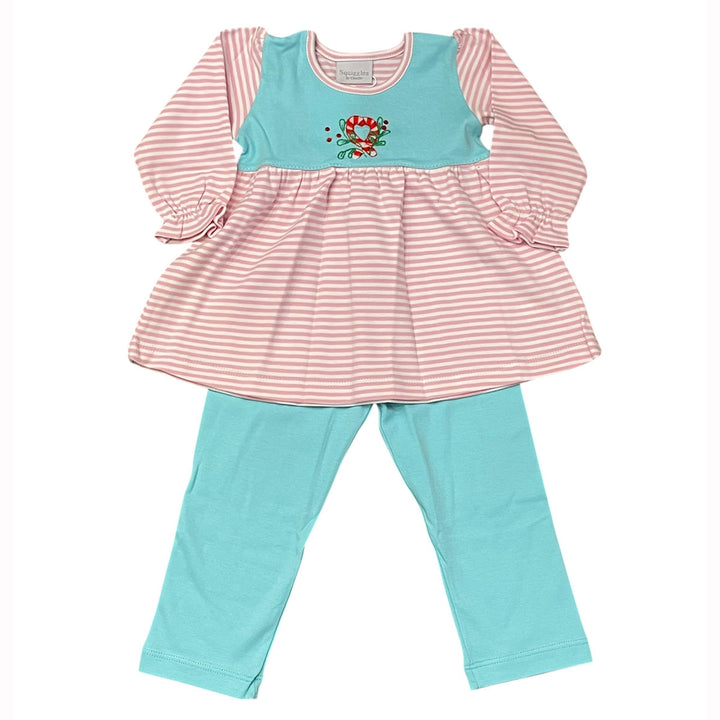 Candy Cane Heart Legging Set by Squiggles
