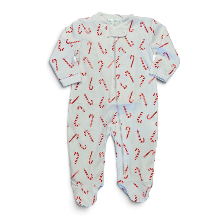 Santa's Sweet Candy Canes Zipper Footie by Lyda Baby