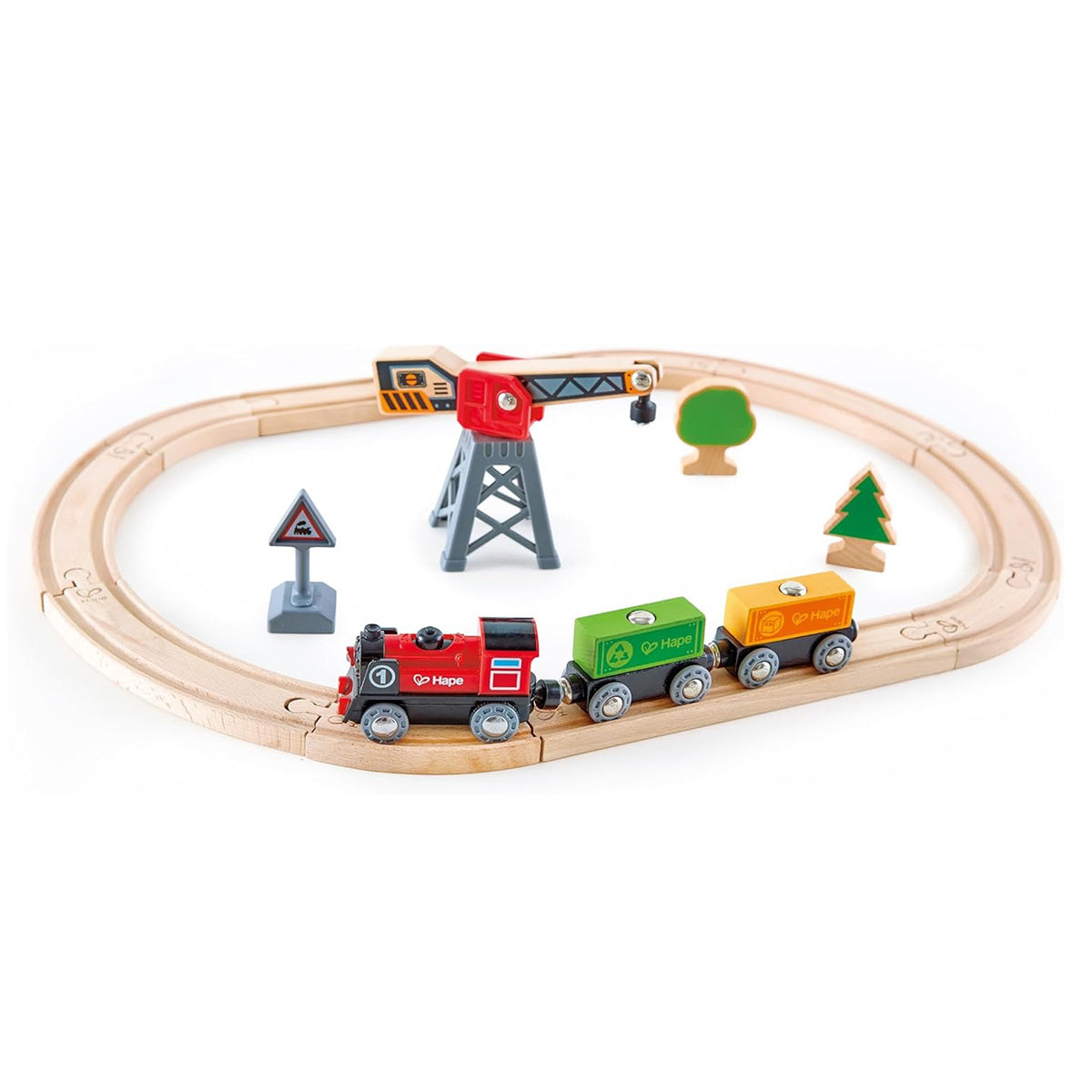 Train Loop Set Cargo Delivery Loop Train Set by Hape – Purple Butterfly