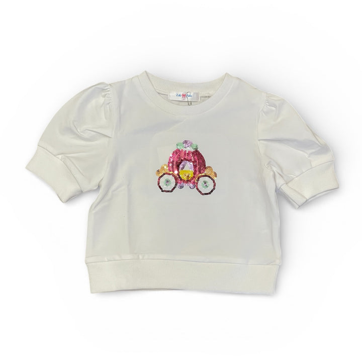Princess Carriage Sequin Puff Sleeve Shirt by Lulu Bebe