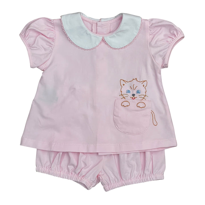 Cat on Pocket Pink Bloomer Set by Remember Nguyen