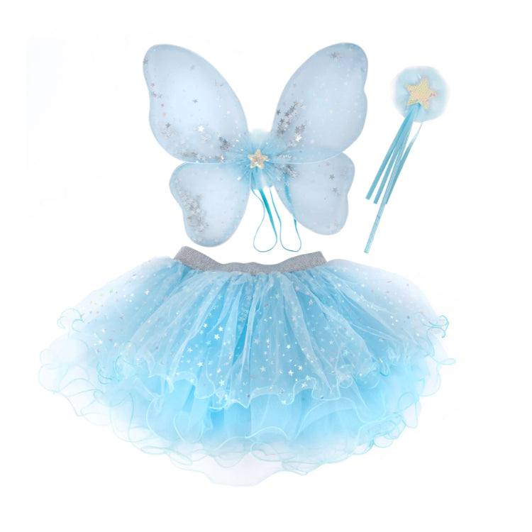 Iridescent Celestial Fairy Wings, Tutu and Wand Set by Great Pretenders