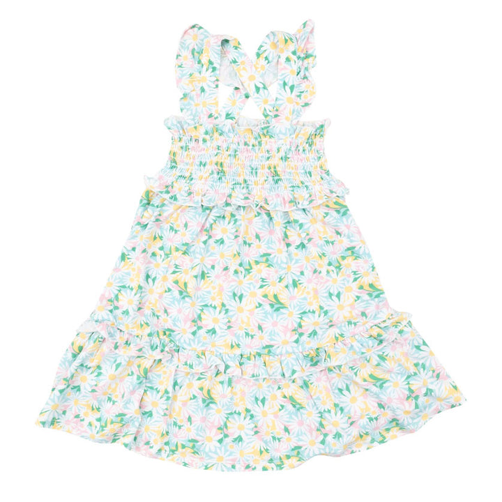 Angel Dear Color Fill Daisies Smocked Ruffle Tiered Sundress