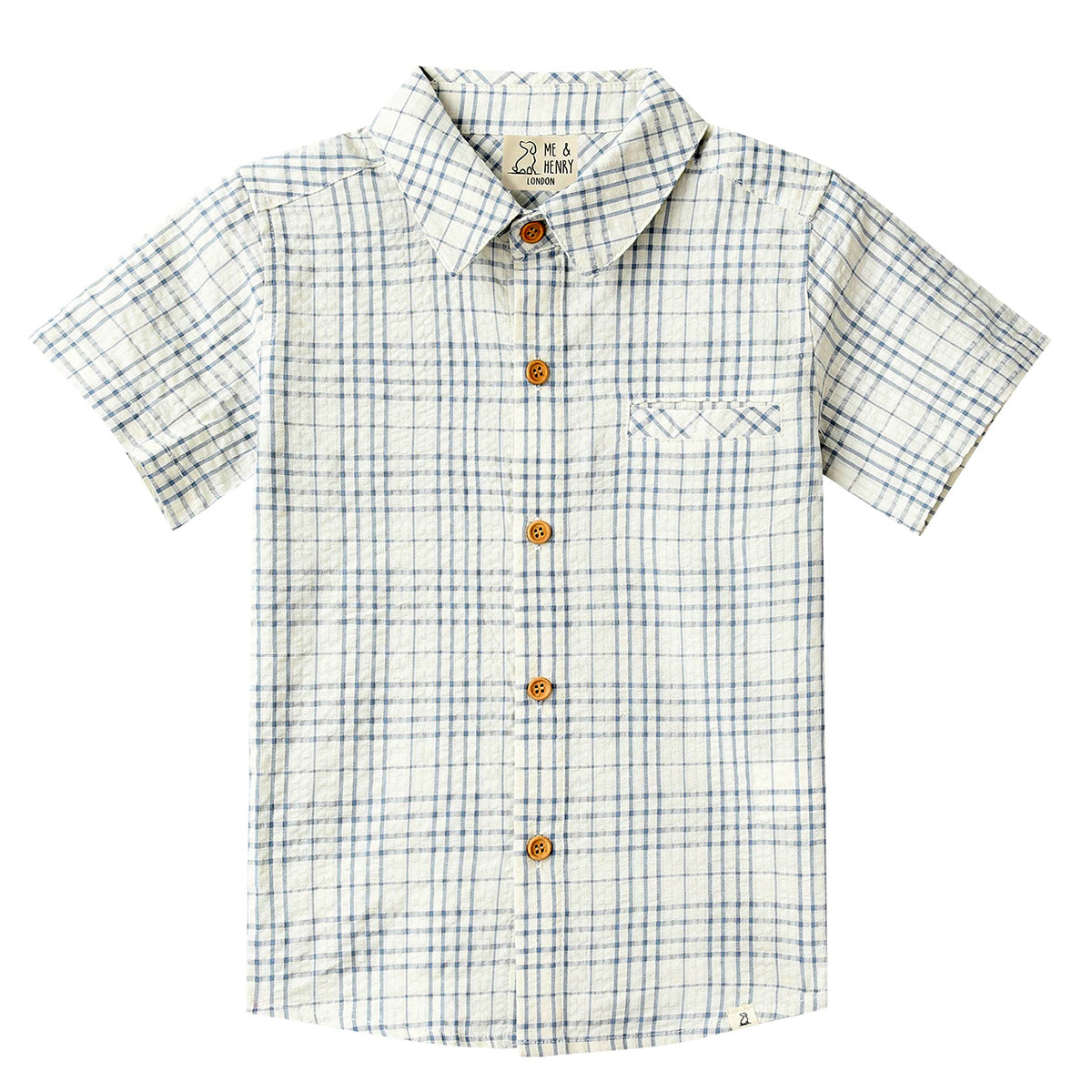 Chambray / Cream Plaid Woven Shirt by Me & Henry