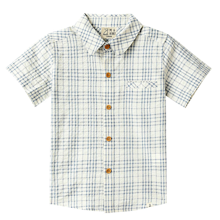 Chambray / Cream Plaid Woven Shirt by Me & Henry