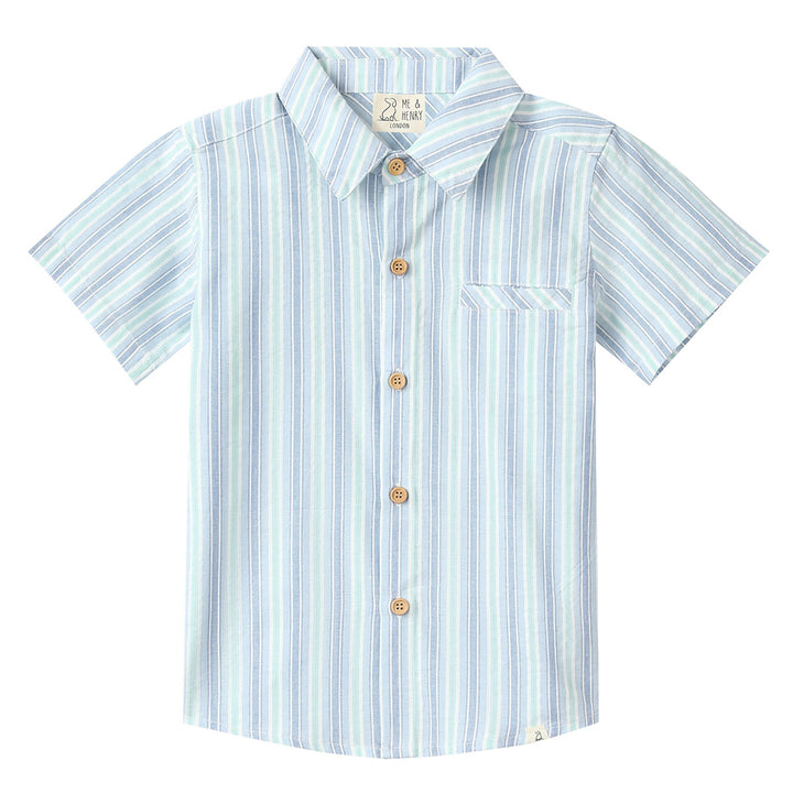 Chambray / Mint Stripe Woven Shirt by Me & Henry