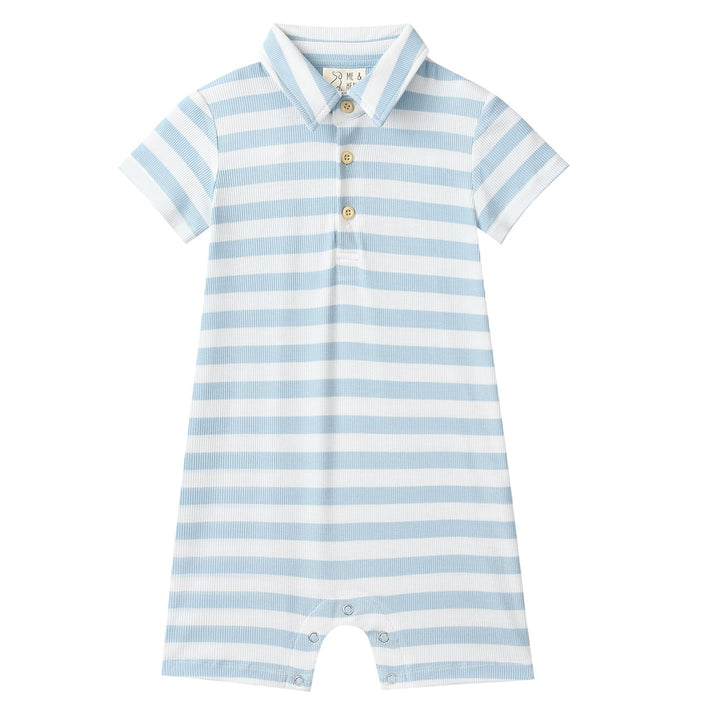 Chambray / White Striped Romper by Me & Henry