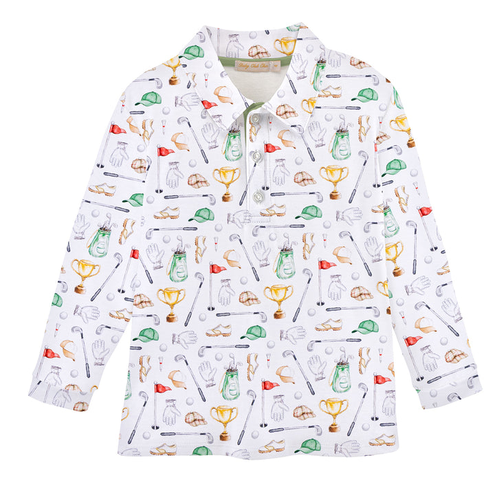 Little Champions Golf Printed Long-Sleeve Shirt with Collar by Baby Club Chic