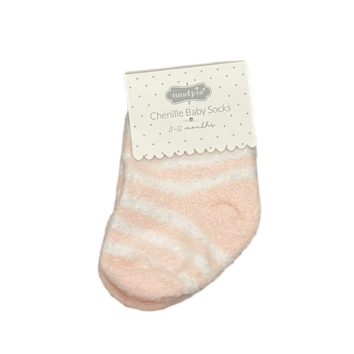 Mud Pie Chenille Baby Socks - Pink Stripes