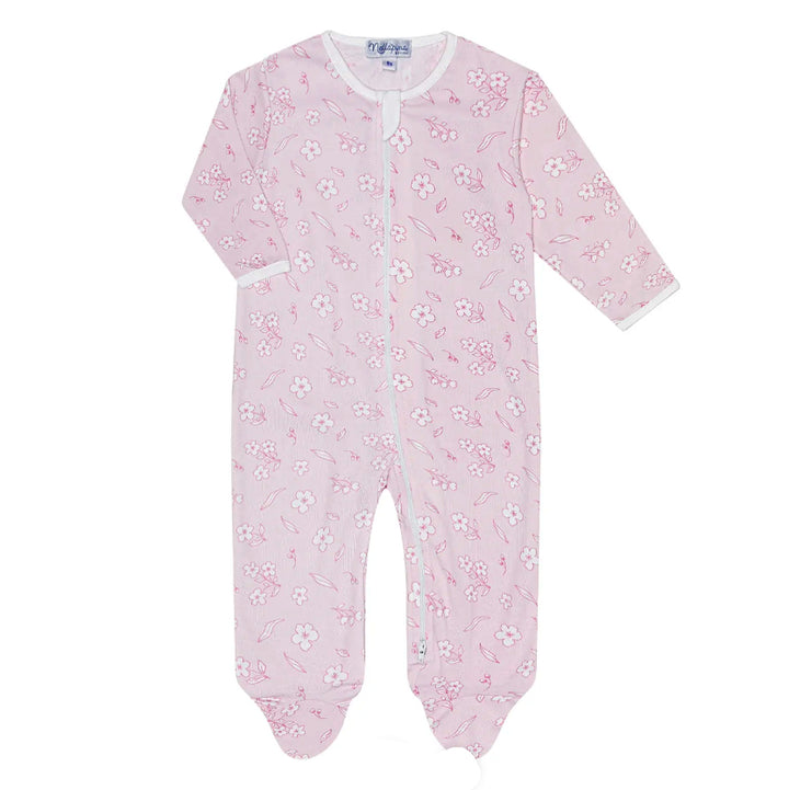 Cherry Blossoms Zipper Footie by Nellapima
