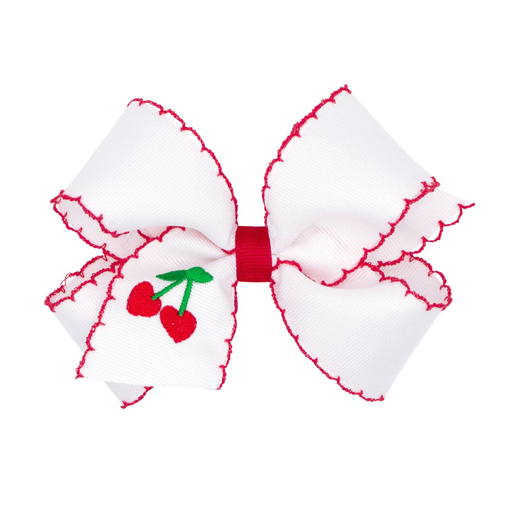 Cherries Embroidered Bow by Wee Ones (2 sizes)