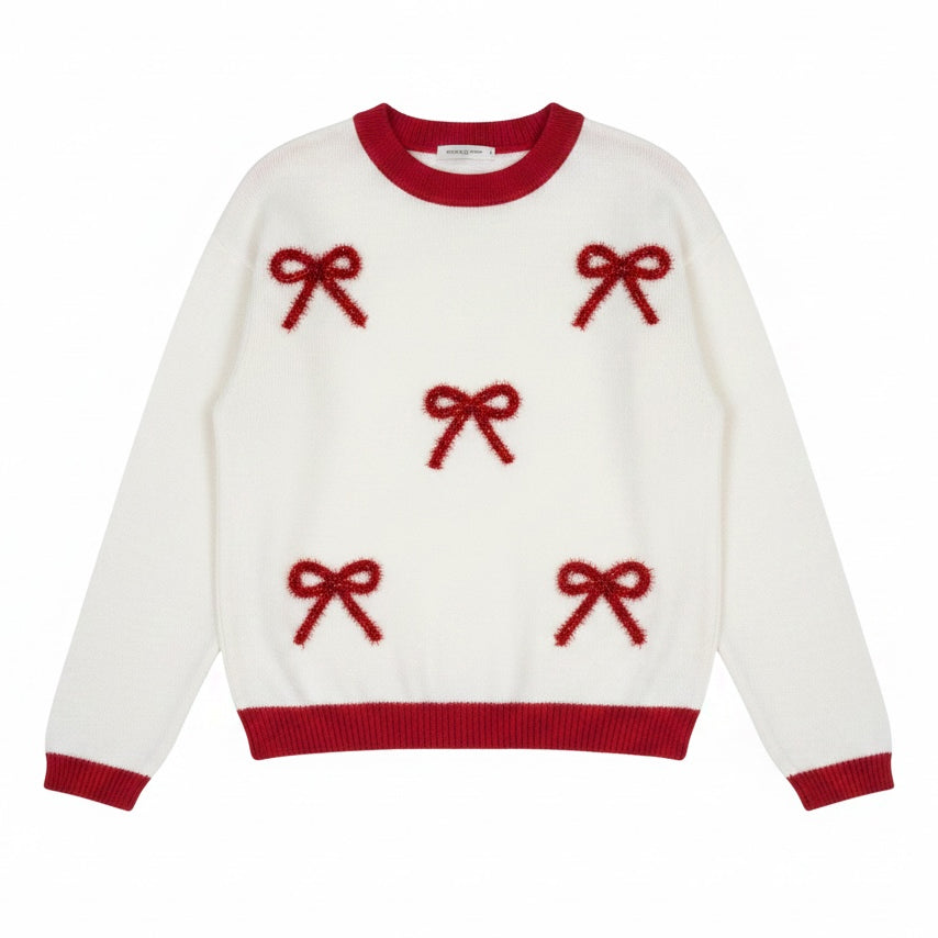 Sparkly Red Bows on Sweater by LuLu BeBe