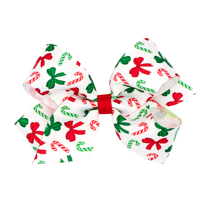 Christmas Candy Cane Print Grosgrain Bow by Wee Ones (2 Sizes)