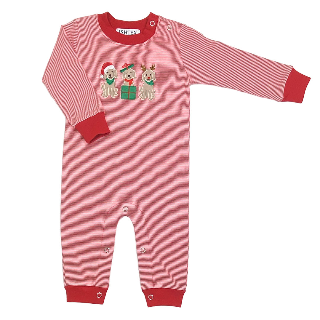 Christmas Dog Trio Boy's Romper by Ishtex