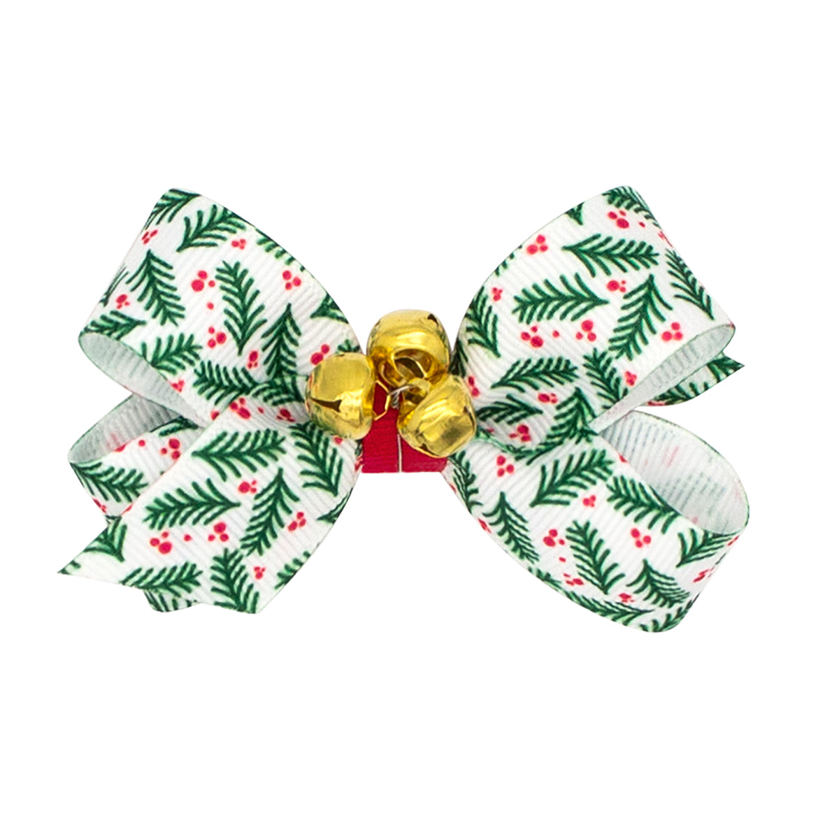 Christmas Holly Print Mini Bow with Bells by Wee Ones