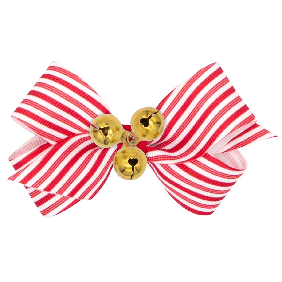 Christmas Stripes Print Mini Bow with Bells by Wee Ones