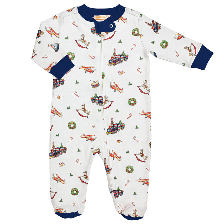 Christmas Toys zipped footie by Baby Club Chic