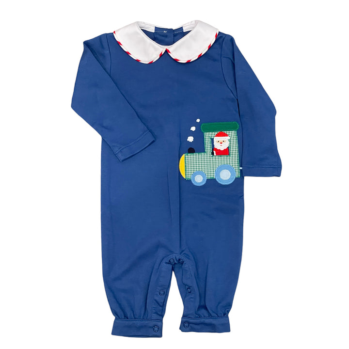 Christmas Train Royal Blue Romper by Zuccini