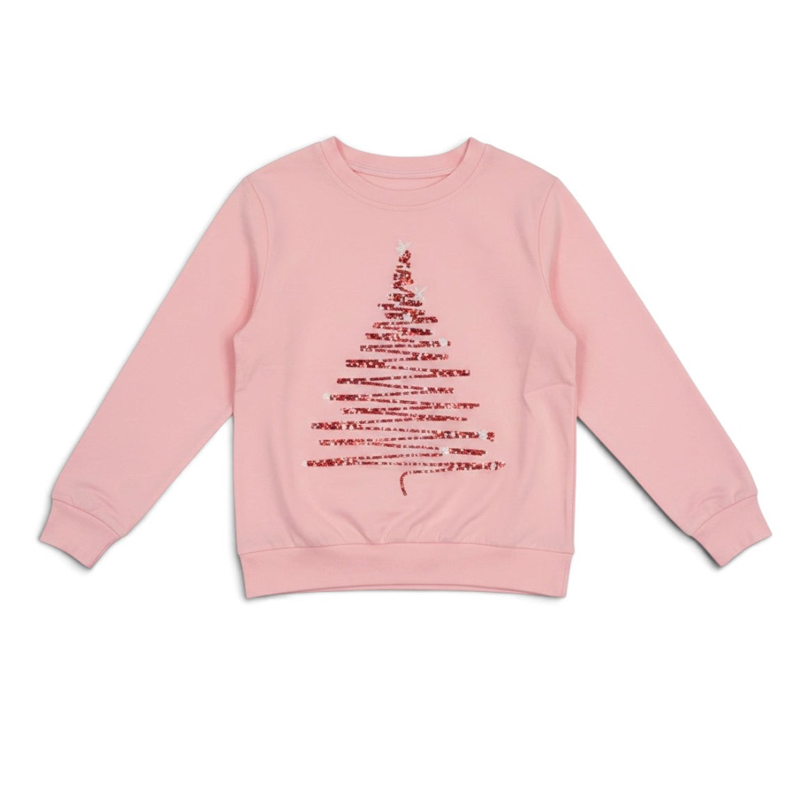 Sequin Christmas Tree on Light Pink Top by LuLu BeBe