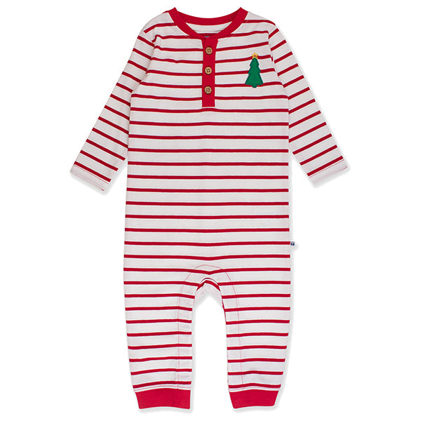 Christmas Tree Embroidered Henley Romper by RuggedButts