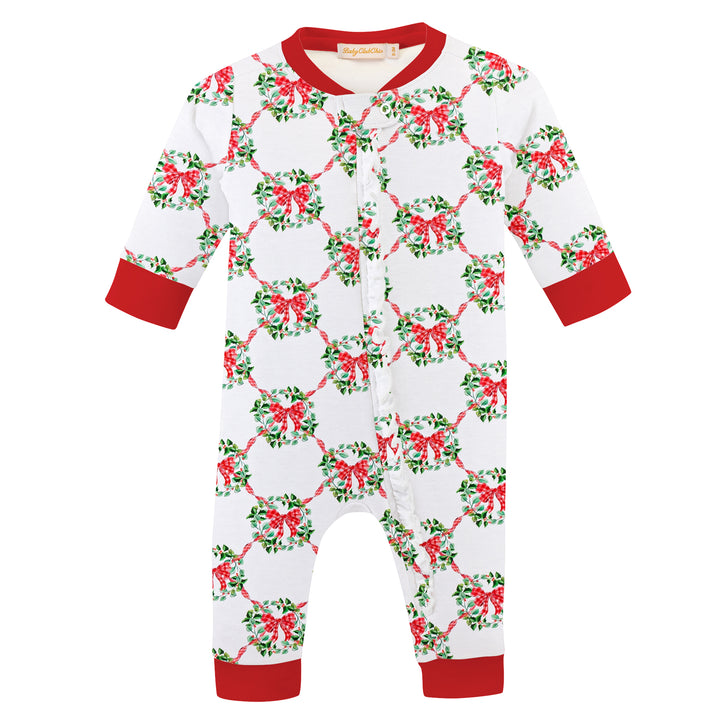 Christmas Wreath Zipper Coverall by Baby Club Chic