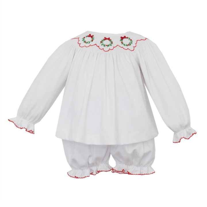 Christmas Wreaths Smocked Bishop Bloomer Set by Petit Bebe