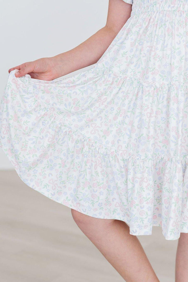 Cloud 9 Floral Bows Smocked Ruffle Dress by Mila & Rose