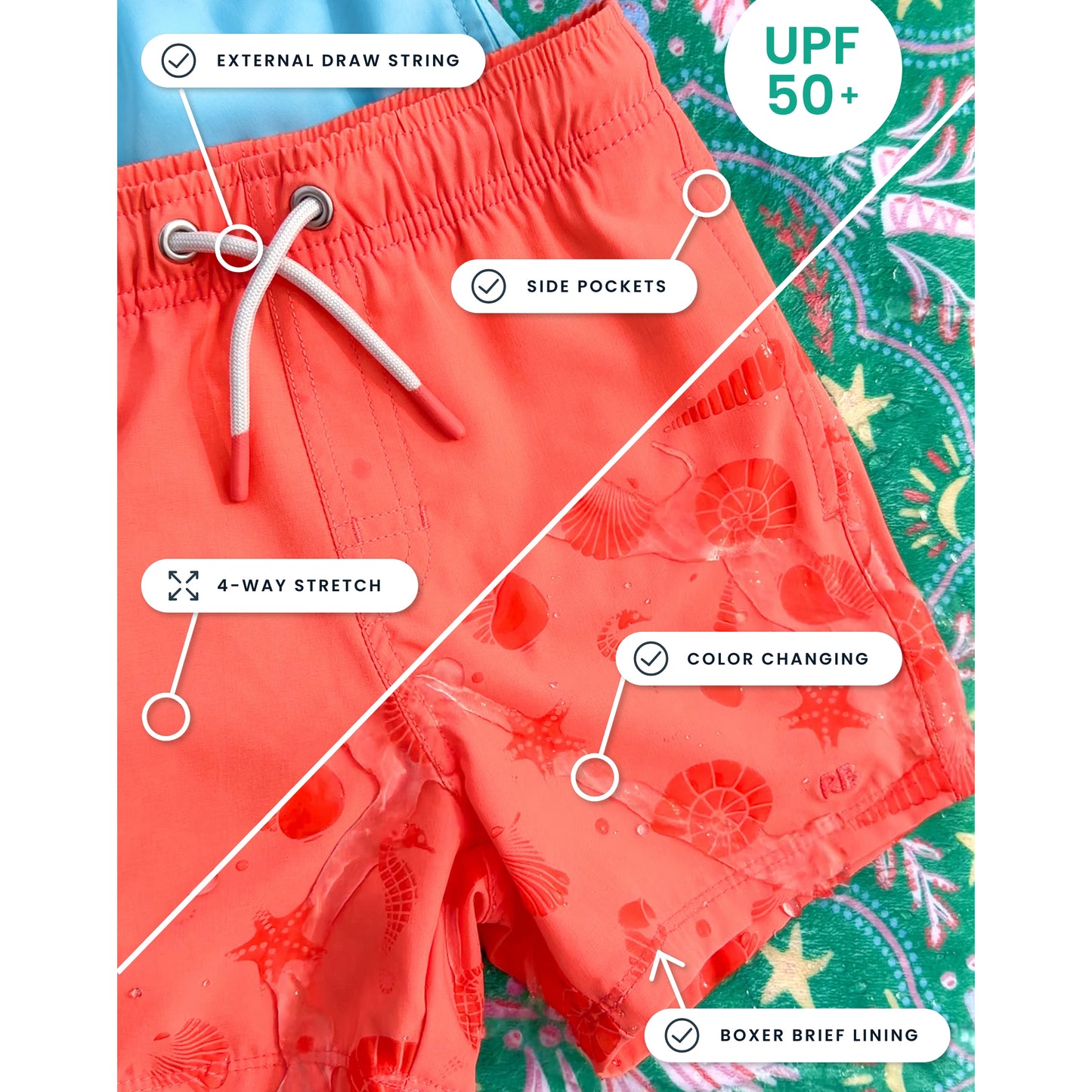 Blue Breeze Bay Color Changing Performance Swim Trunks by RuggedButts