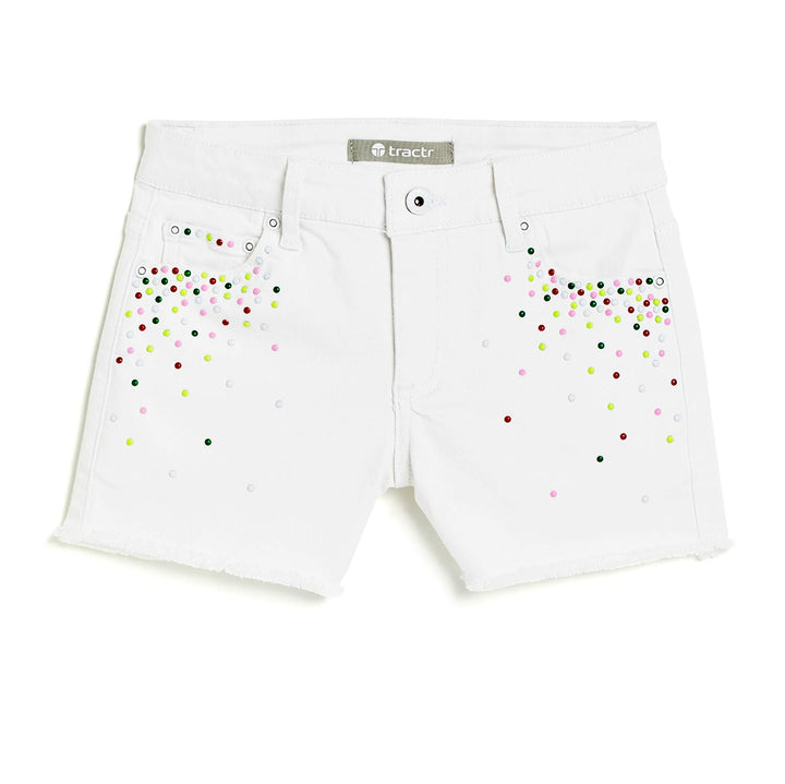 Tractr White Confetti-Studded Shorts