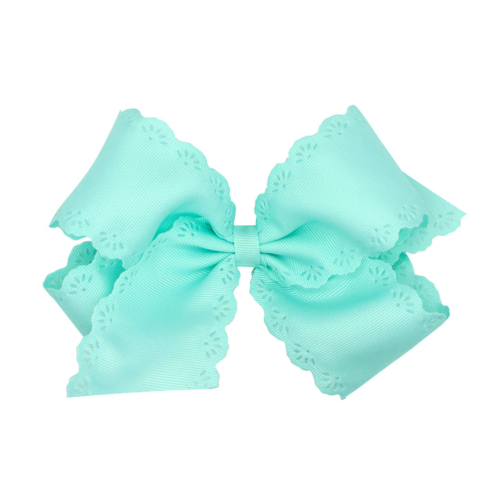Crystalline Grosgrain Bow with Eyelet Flower Embossed Edges by Wee Ones (2 Sizes)