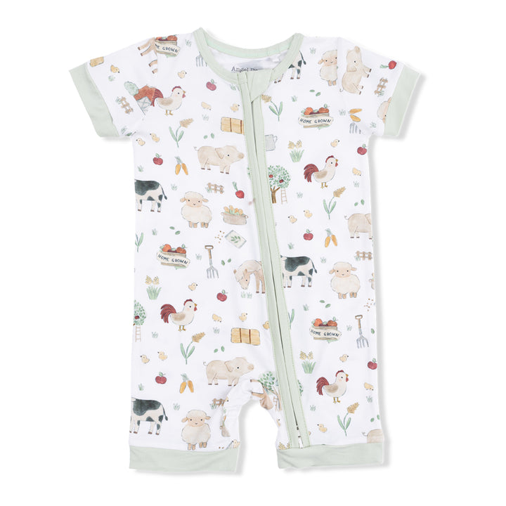 Cute Farm Animals Shortie Zipper Romper by Angel Dear